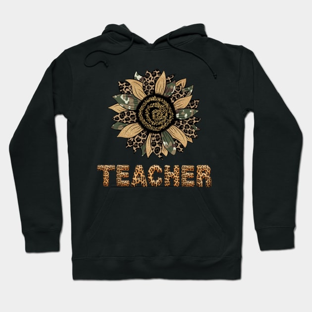 Cute Sunflower Leopard Teacher Tee Back To School Hoodie by drag is art